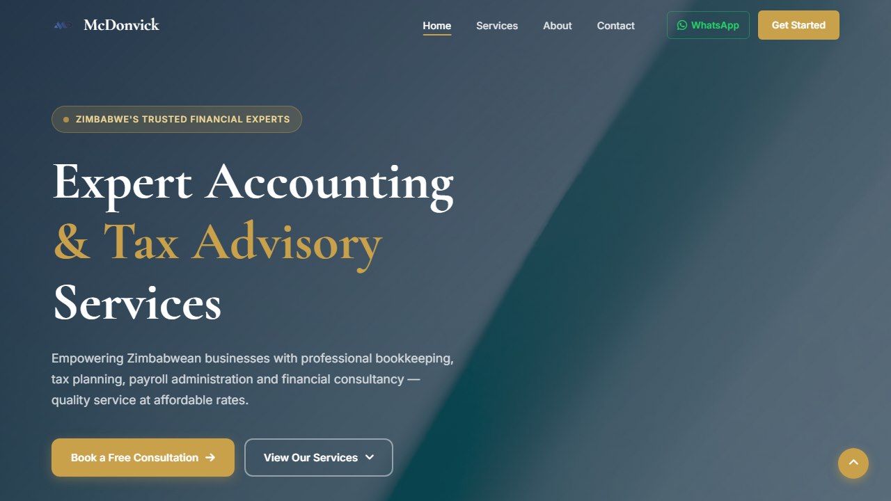 Screenshot of the McDonvick website