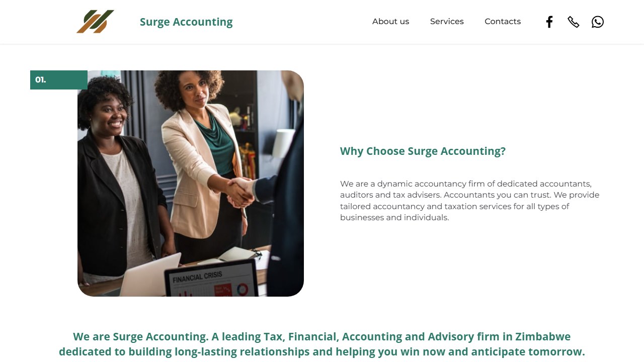 Screenshot of the Surge Accounting website